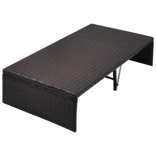 Solseng med baldakin brun 190 x 130 cm polyrattan
