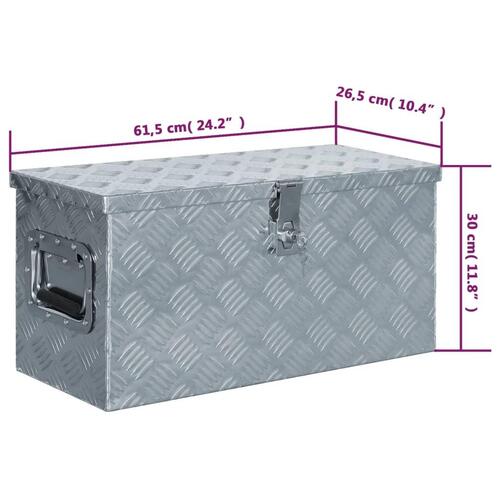 Aluminiumskasse 61,5 x 26,5 x 30 cm sølvfarvet