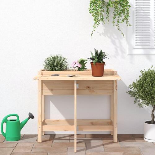 Plantekasse med foldbar bordplade massivt fyrretræ