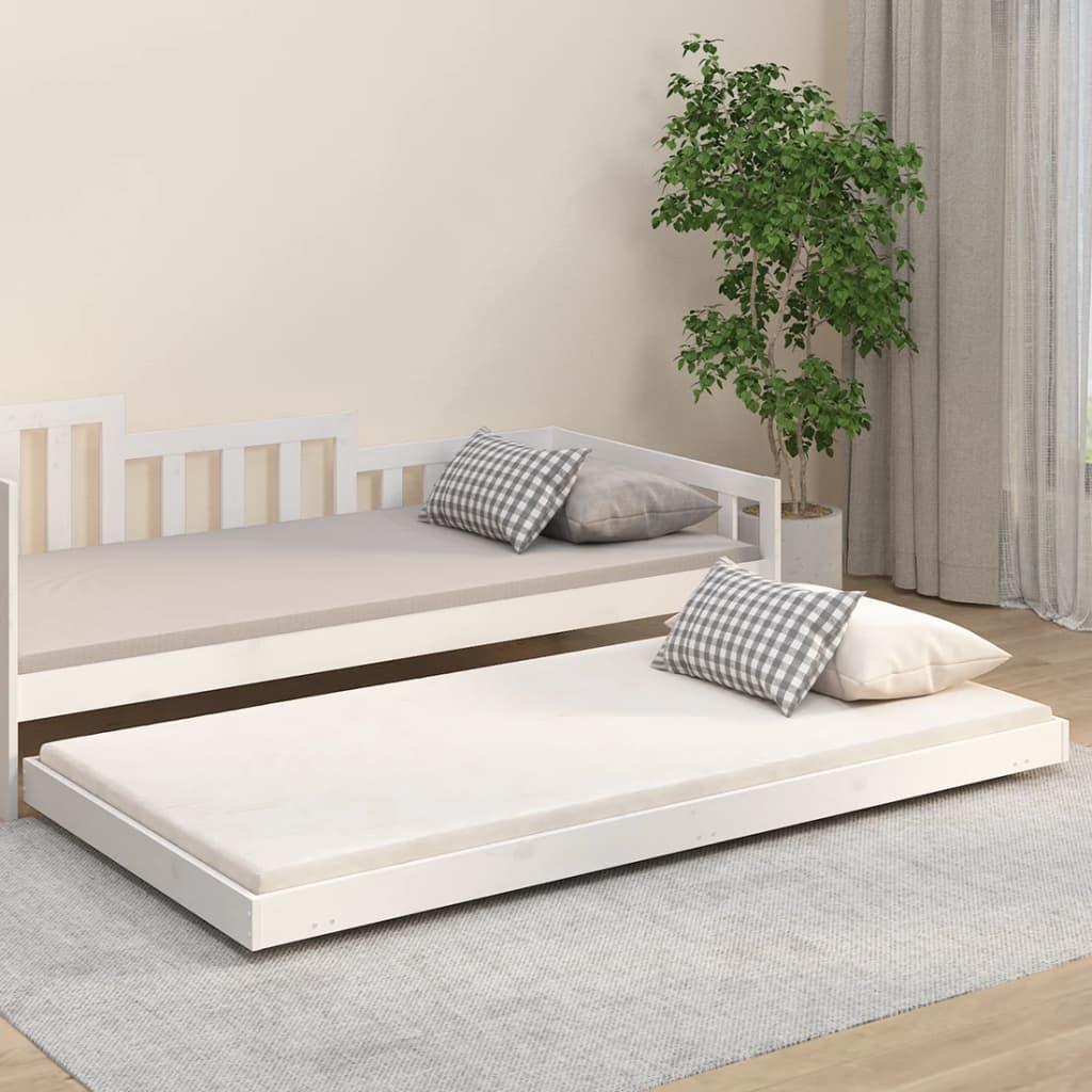 Sengeramme 90x200 cm massivt fyrretræ hvid