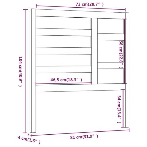 Sengegærde 81x4x104 cm massivt fyrretræ