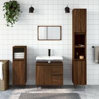Badeværelsesskab 30x30x190 cm konstrueret træ brun egetræsfarve