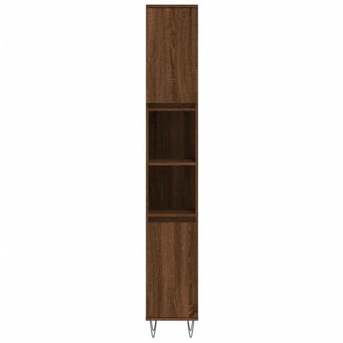 Badeværelsesskab 30x30x190 cm konstrueret træ brun egetræsfarve