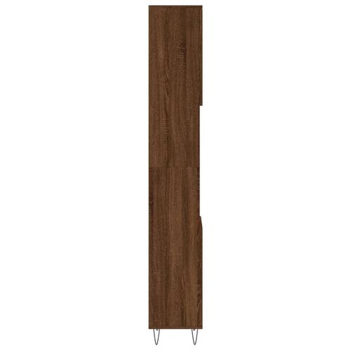 Badeværelsesskab 30x30x190 cm konstrueret træ brun egetræsfarve