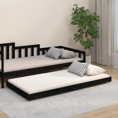 Sengestel 75x190 cm massivt fyrretræ sort