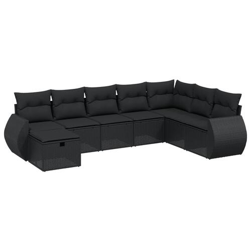 Sofasæt til haven 8 dele med hynder polyrattan sort
