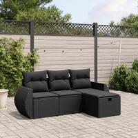 Sofasæt til haven 4 dele med hynder polyrattan sort