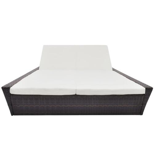 Loungeseng med hynder polyrattan brun