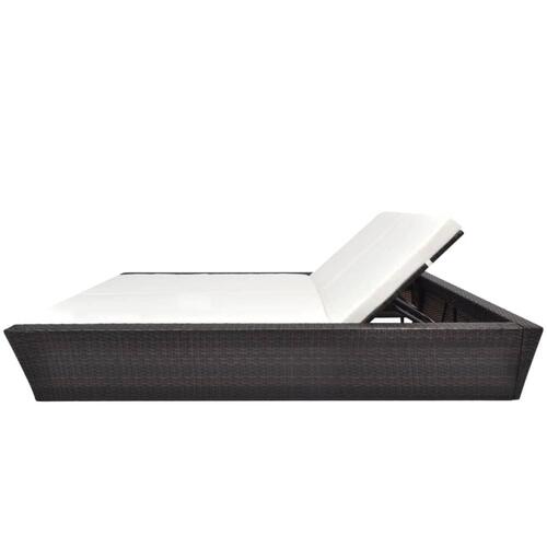 Loungeseng med hynder polyrattan brun
