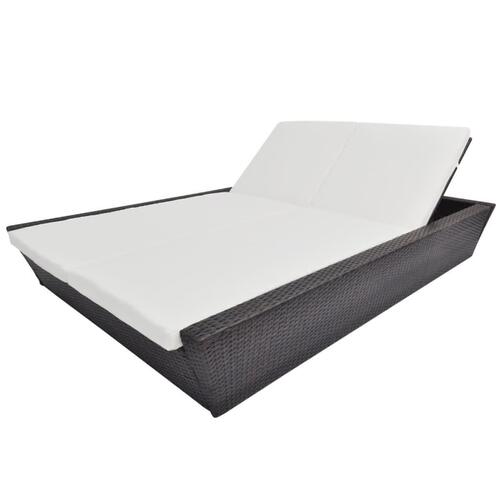 Loungeseng med hynder polyrattan brun