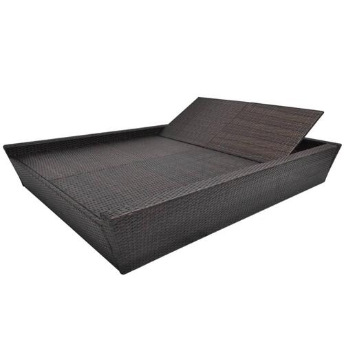 Loungeseng med hynder polyrattan brun