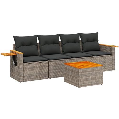 Sofasæt til haven 8 dele med hynder polyrattan grå
