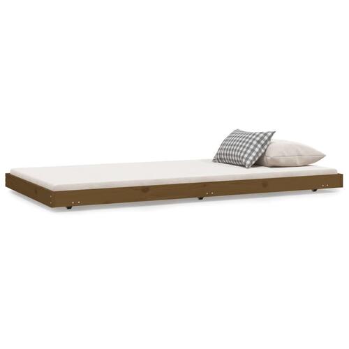 Sengeramme 90x200 cm massivt fyrretræ gyldenbrun