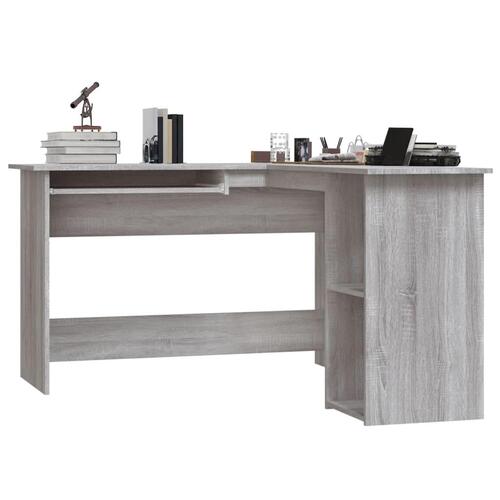 Hjørneskrivebord 120x140x75 cm konstrueret træ grå sonoma-eg