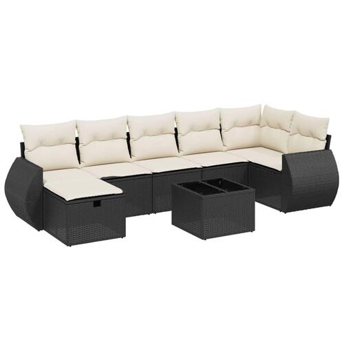 Sofasæt til haven 8 dele med hynder polyrattan sort