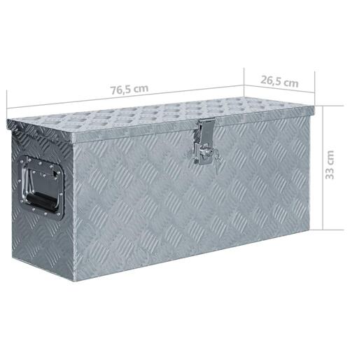 Aluminiumskasse 76,5 x 26,5 x 33 cm sølvfarvet