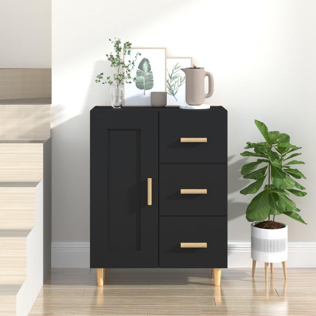 Skænk 69,5x34x90 cm konstrueret træ sort