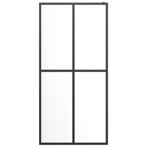Brusevæg med hylde 118x190 cm sikkerhedsglas og aluminium sort