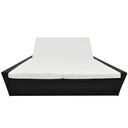 Loungeseng med hynde polyrattan sort