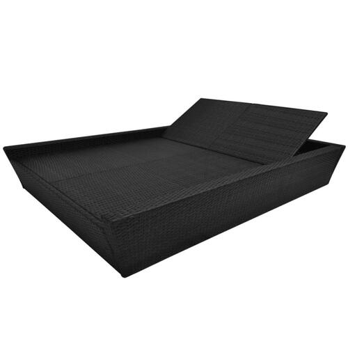 Loungeseng med hynde polyrattan sort