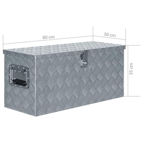 Aluminiumskasse 80 x 30 x 35 cm sølvfarvet