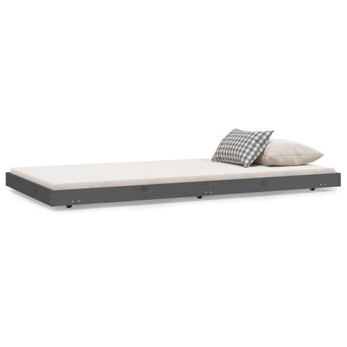 Sengeramme 90x200 cm massivt fyrretræ grå