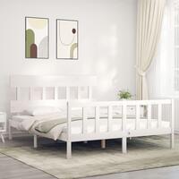 Sengeramme uden madras 160x200 cm massivt fyrretræ hvid