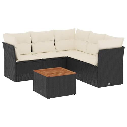 Sofasæt til haven 6 dele med hynder polyrattan sort