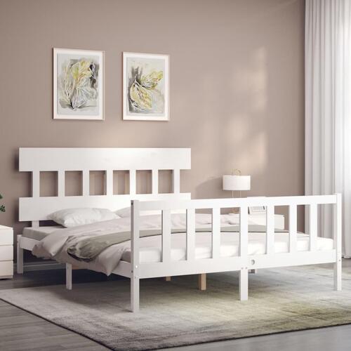 Sengeramme uden madras 160x200 cm massivt fyrretræ hvid
