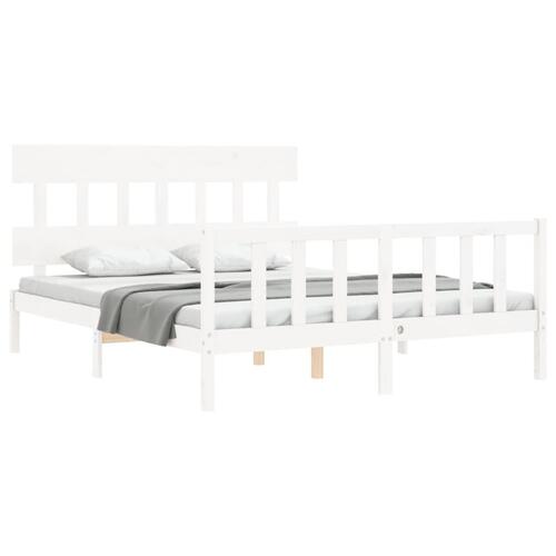 Sengeramme uden madras 160x200 cm massivt fyrretræ hvid