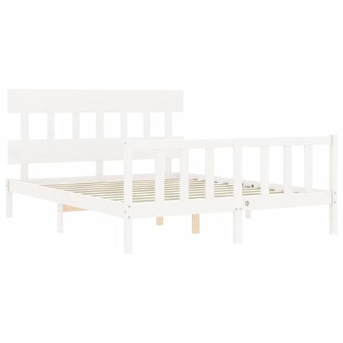 Sengeramme uden madras 160x200 cm massivt fyrretræ hvid