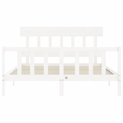 Sengeramme uden madras 160x200 cm massivt fyrretræ hvid