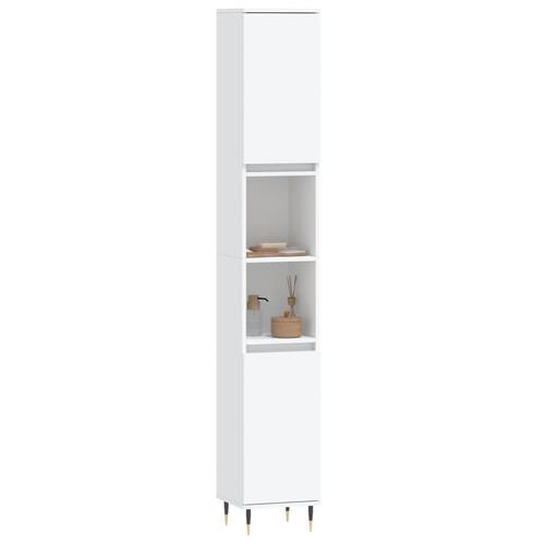 Badeværelsesskab 30x30x190 cm konstrueret træ hvid