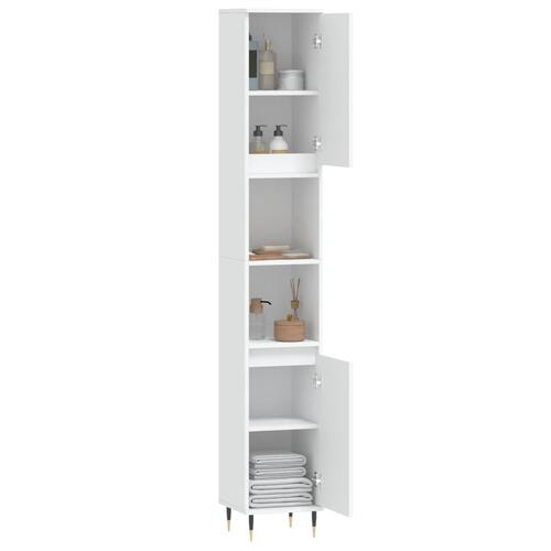 Badeværelsesskab 30x30x190 cm konstrueret træ hvid