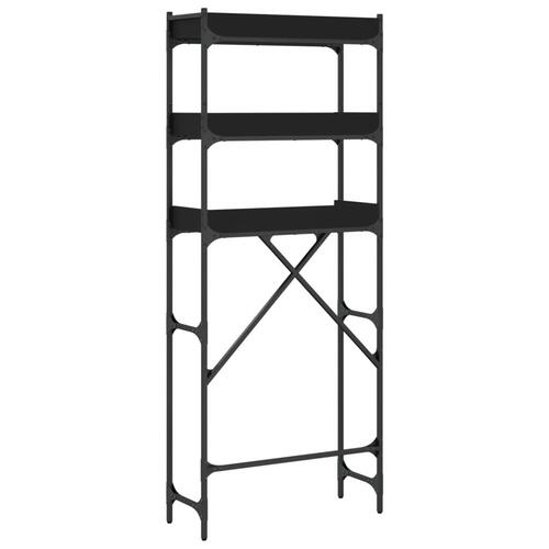 Vaskemaskineskab 67x25x163 cm konstrueret træ sort