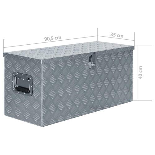 Aluminiumskasse 90,5 x 35 x 40 cm sølvfarvet