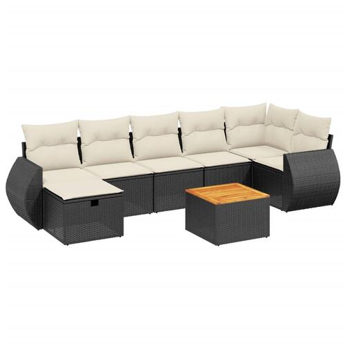 Sofasæt til haven 8 dele med hynder polyrattan sort