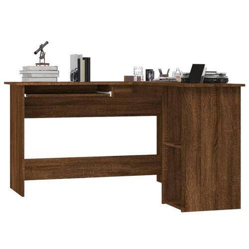 Hjørneskrivebord 120x140x75 cm konstrueret træ brunt egetræ