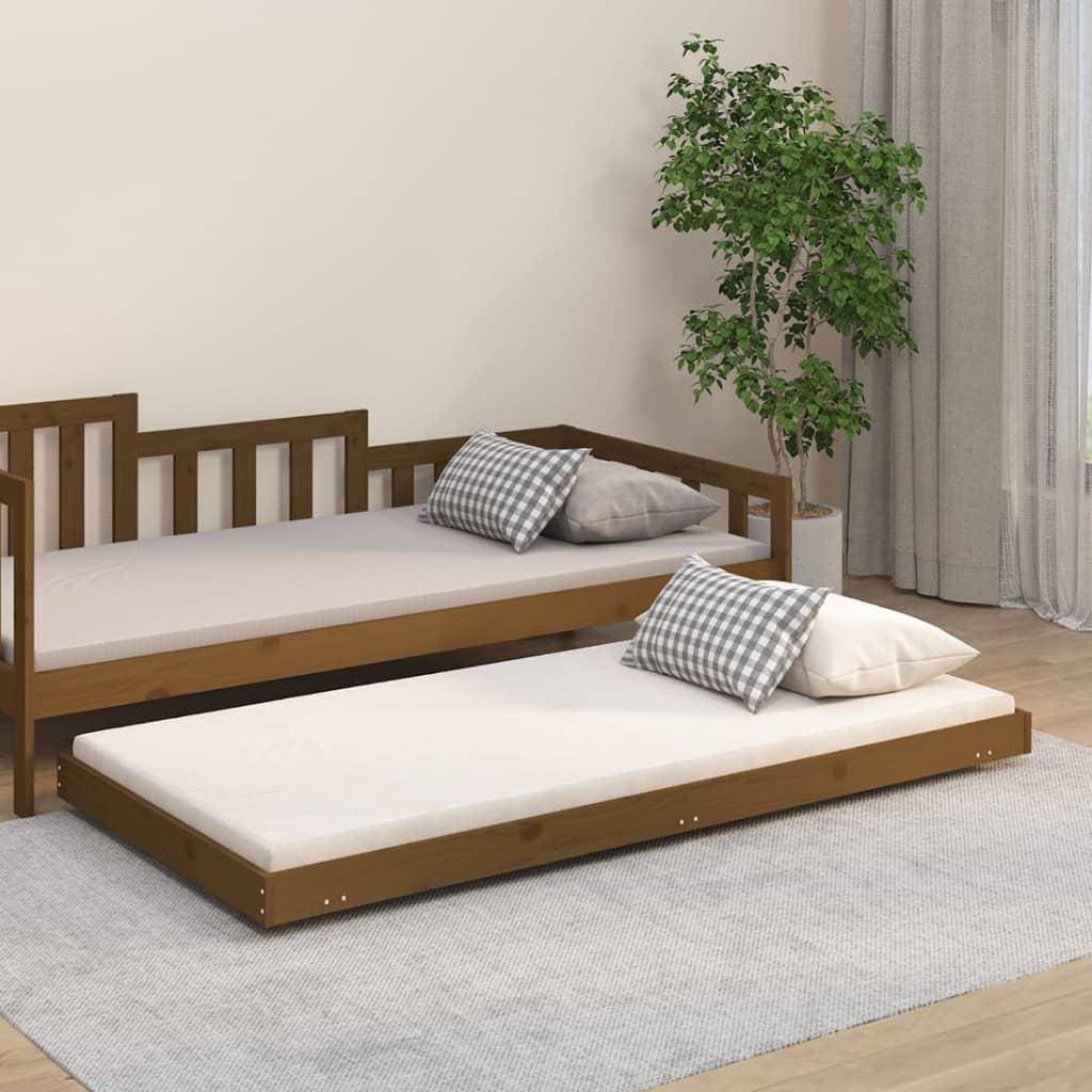 Sengestel 75x190 cm massivt fyrretræ gyldenbrun