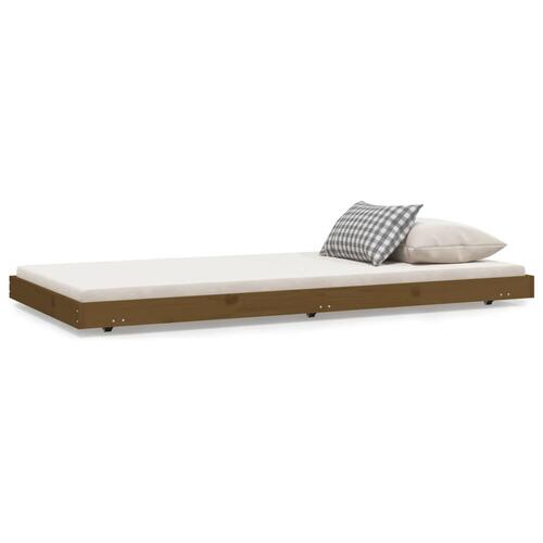 Sengestel 75x190 cm massivt fyrretræ gyldenbrun