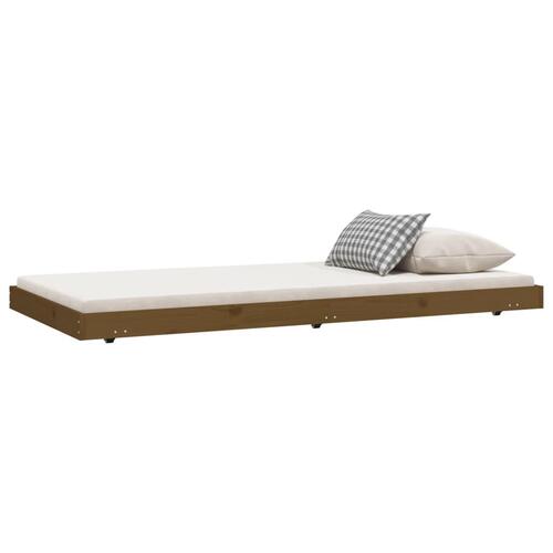 Sengestel 75x190 cm massivt fyrretræ gyldenbrun