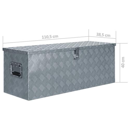 Aluminiumskasse 110,5 x 38,5 x 40 cm sølvfarvet