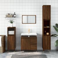 Badeværelsesskab 30x30x190 cm konstrueret træ brun egetræsfarve