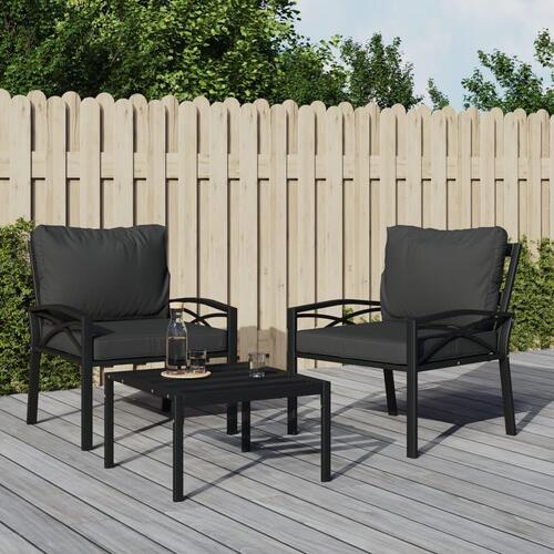Havestol med grå hynder 68x76x79 cm stål