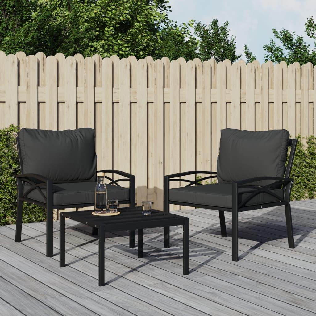 Havestol med grå hynder 68x76x79 cm stål