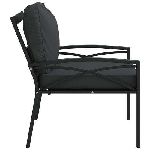Havestol med grå hynder 68x76x79 cm stål