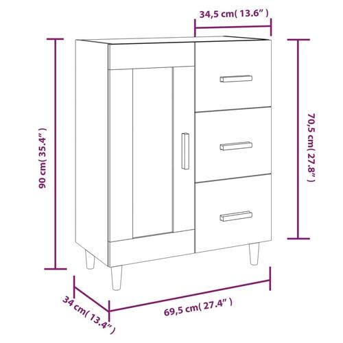 Skænk 69,5x34x90 cm konstrueret træ sonoma-eg