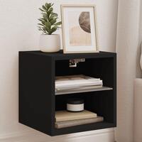 Væghængt tv-bord med LED-lys 30x28,5x30 cm sort