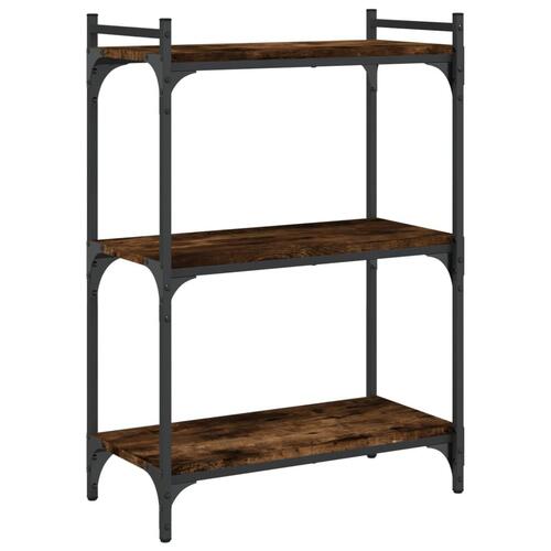 Bogreol 60x30x86 cm 3 hylder konstrueret træ røget eg