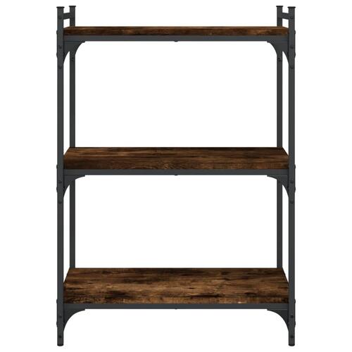 Bogreol 60x30x86 cm 3 hylder konstrueret træ røget eg